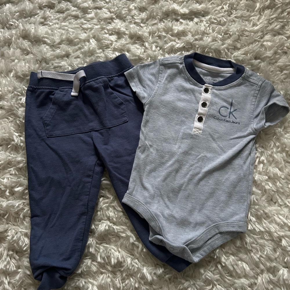 Calvin Klein Jeans Blue and White Baby Set